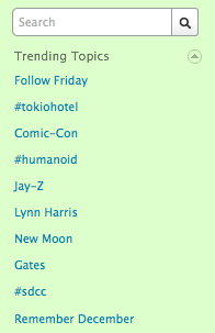 Twitter trending topics sidebar